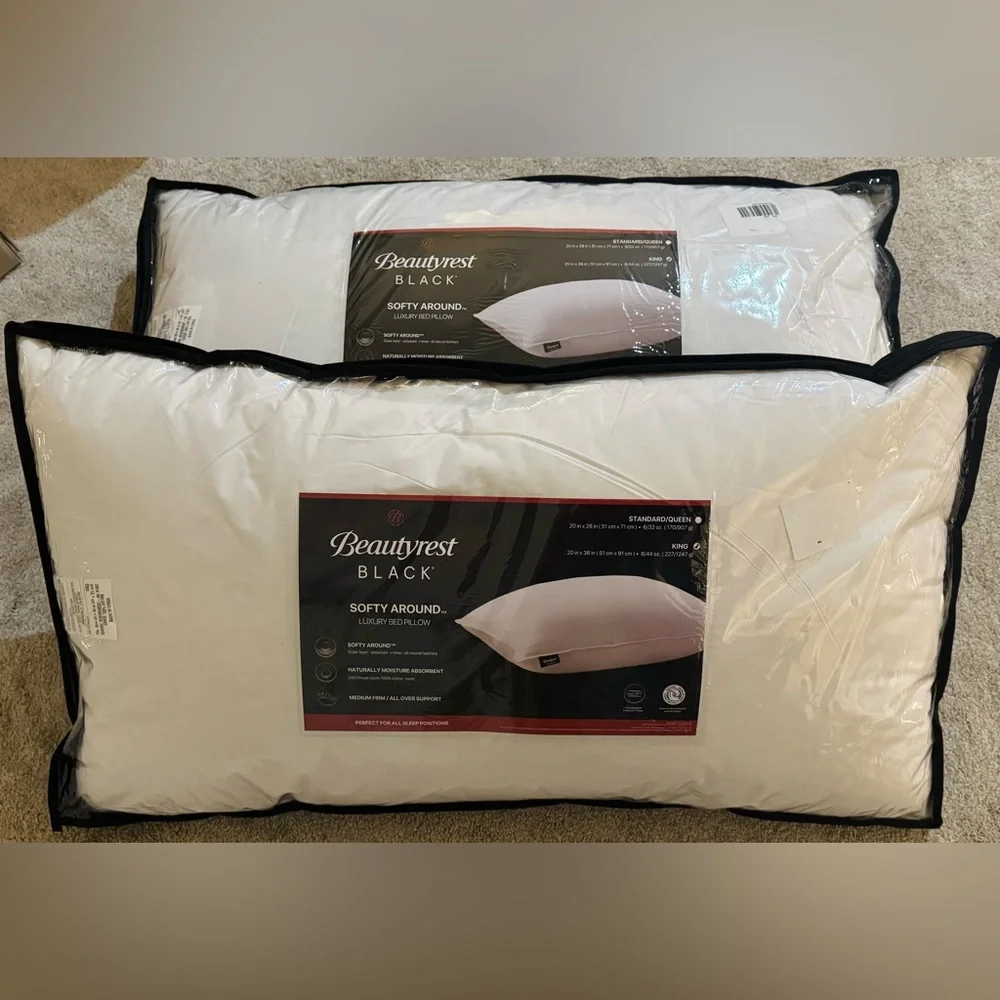 🎉LAST CHANCE🎉2PC BEAUTYREST BLACK Luxurious‎ Down And Feather Blend Pillows